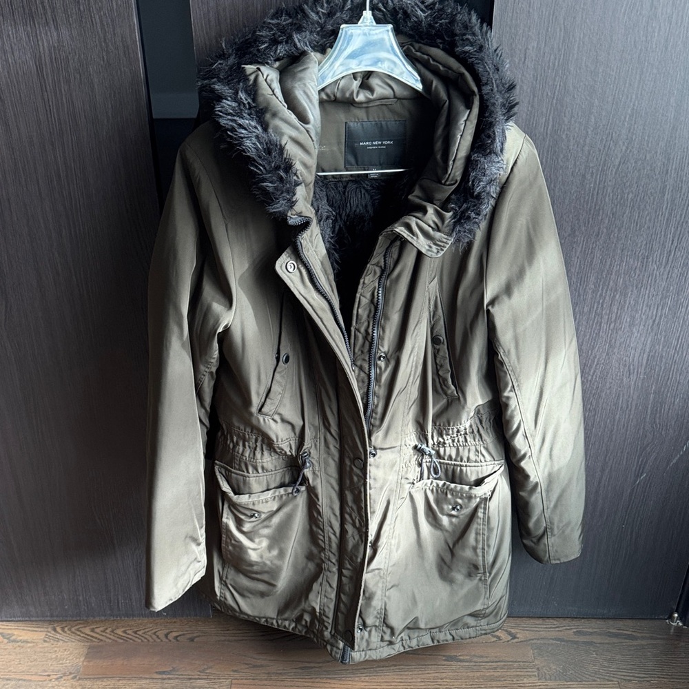 MARC NEW YORK Olive Parka with Faux Fur Trim